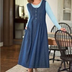 Denim pintuck jumper